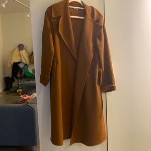 a zara caramel color wool coat